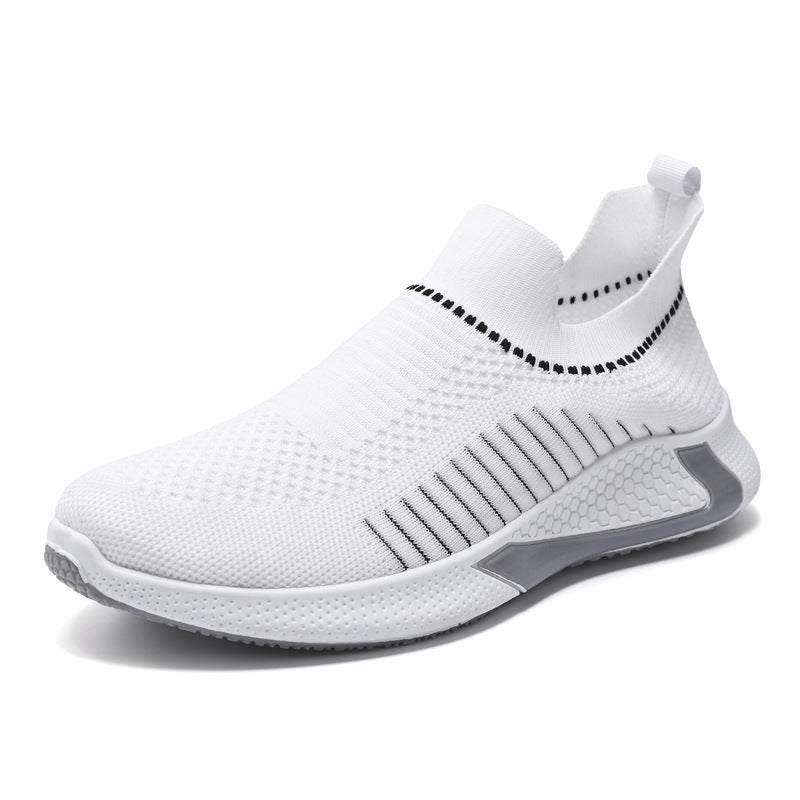 Men Outdoor Breathable Slip-on Mesh Sock Shoes With Striped Design Sneakers