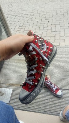 Canvas studded sneakers