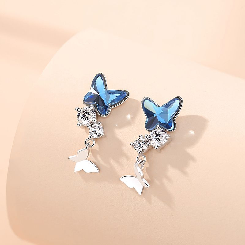 S925 Sterling Silver Butterfly Necklace Simple Pendant