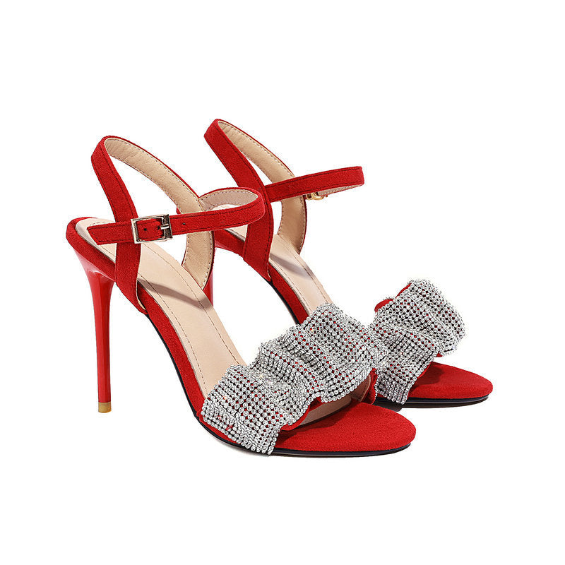 Bows rhinestones heels