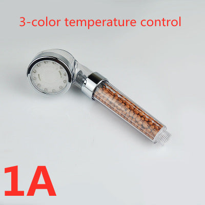 Color Changing LED Temperature Sensor Mineral Anion Shower Head