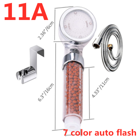 Color Changing LED Temperature Sensor Mineral Anion Shower Head
