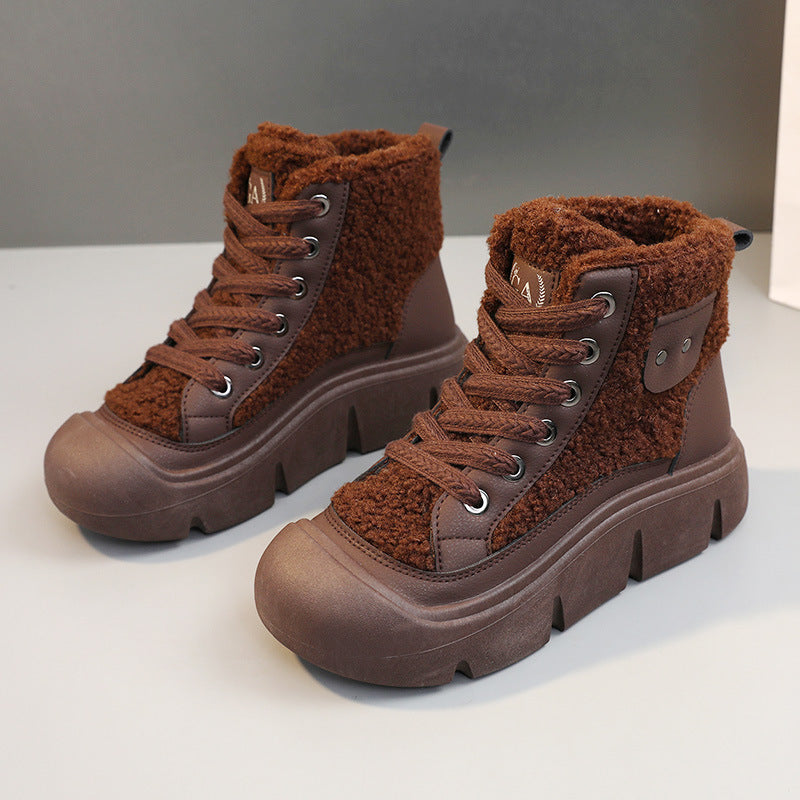 Lace-up High-top Flat Shoes