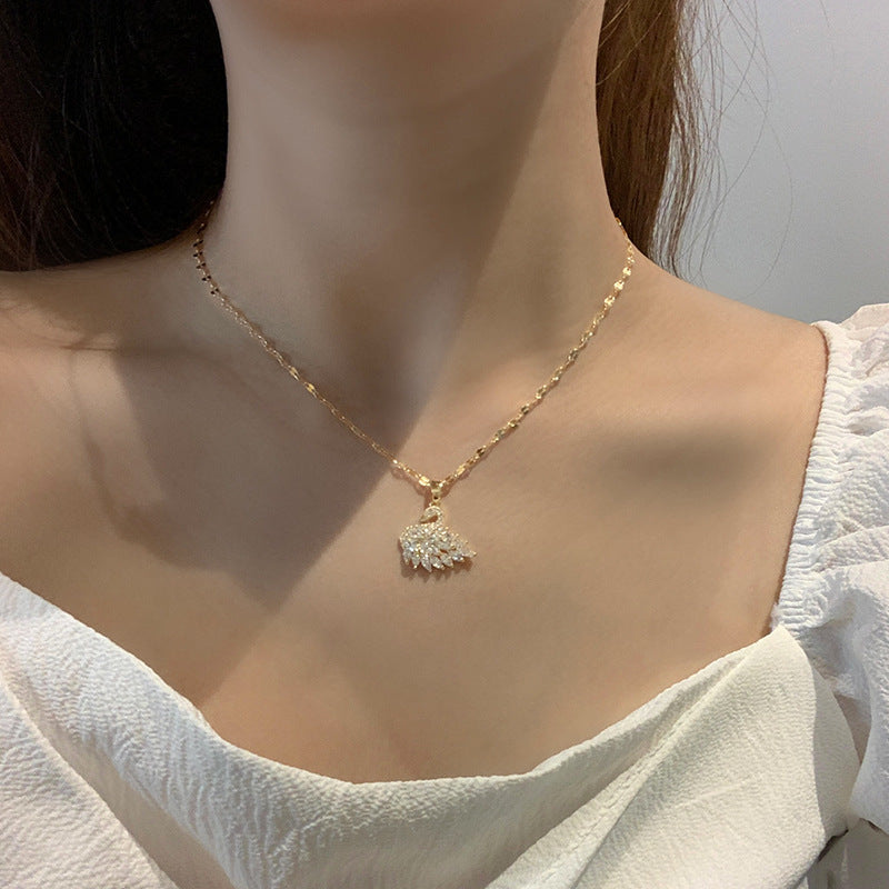 Women High Sense 18K Gold Swan Necklace