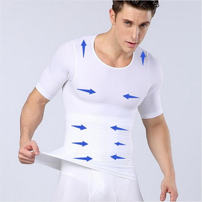 Male Chest Compression Fitness Hero Belly Buster Slimming T-shirt