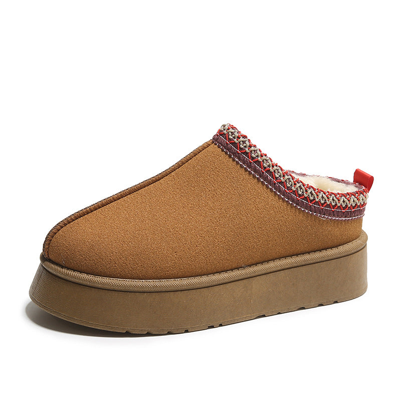 Women's Fleece Warm Thick Bottom Cotton Ankle Flats Shoes