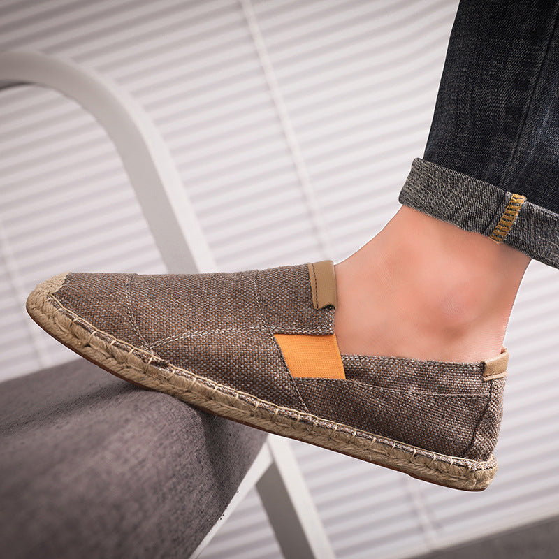Handmade straw canvas shoes