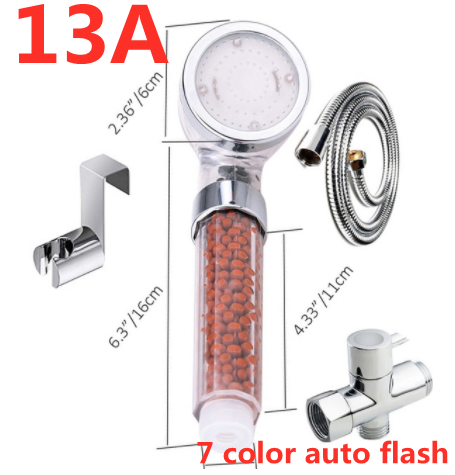 Color Changing LED Temperature Sensor Mineral Anion Shower Head