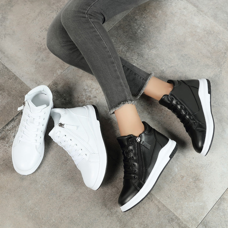 Black leather board shoes