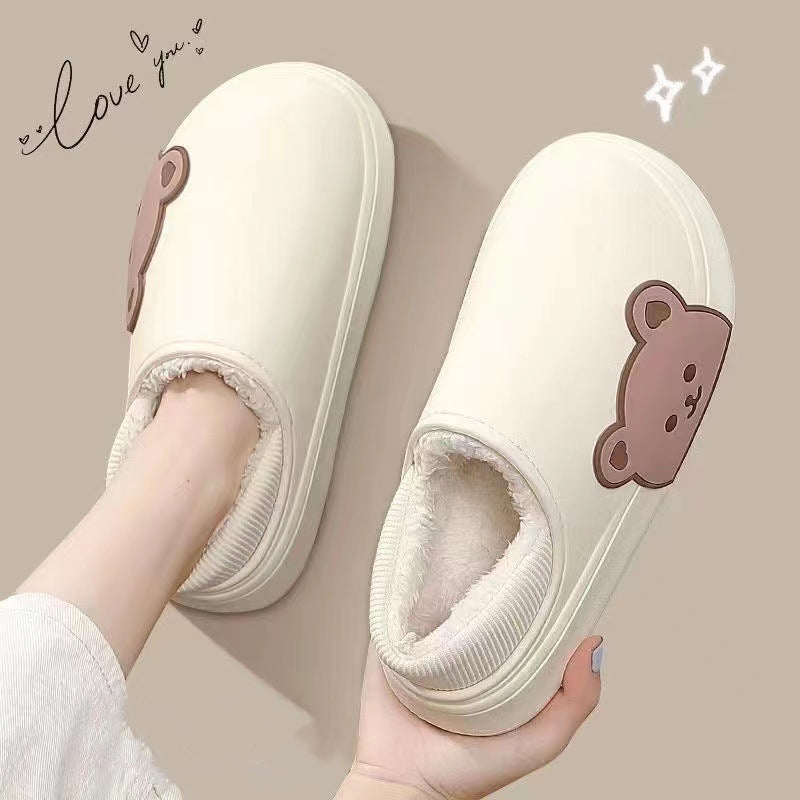 Bear Fluffy Winter House Shoes For Women