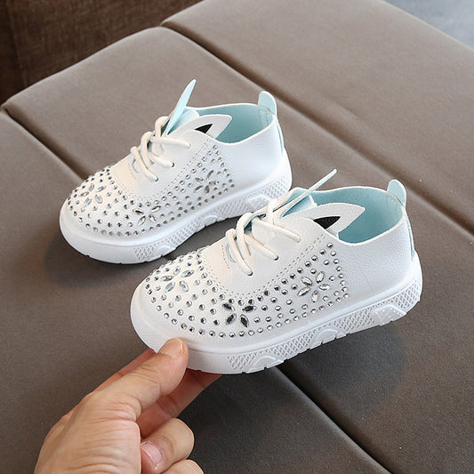 Girls' Leather Children's Diamond Princess Shoes