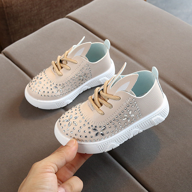 Girls' Leather Children's Diamond Princess Shoes