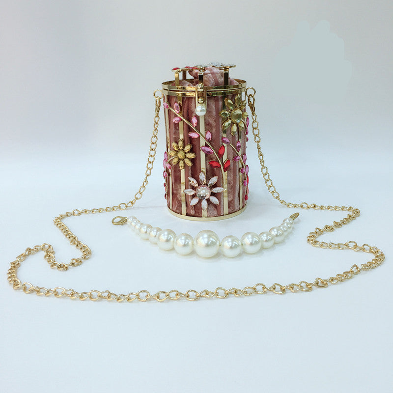 Women Evening Bag New Cute Round Pearl Luxury Designer Metallic Bags