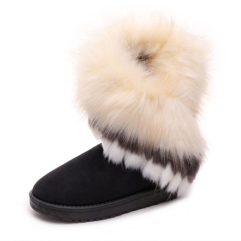 Furry Boots Imitated Rabbit Fur Snow Boots