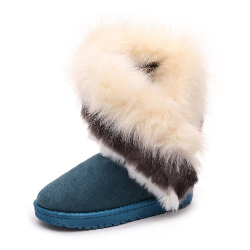 Furry Boots Imitated Rabbit Fur Snow Boots