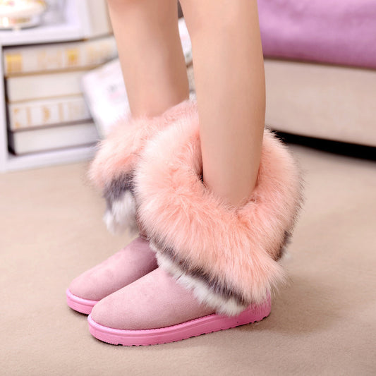 Furry Boots Imitated Rabbit Fur Snow Boots