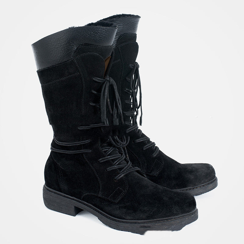 Large Size Snow Boots Autumn And Winter Low-Heeled Thick-Heeled Boots Women