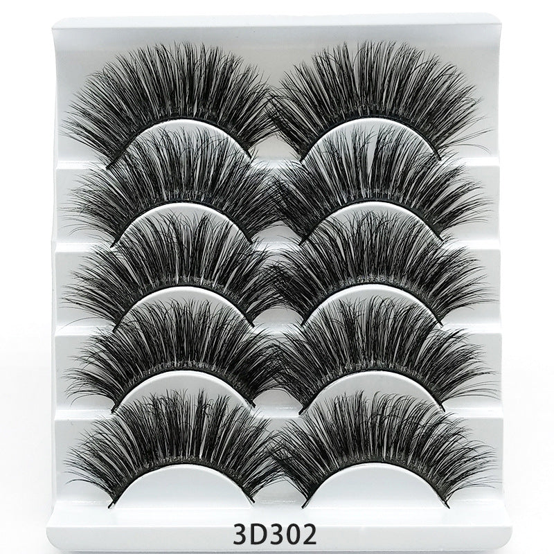 Five Pairs Of Soft Cotton Stalk Mink 3D False Eyelashes