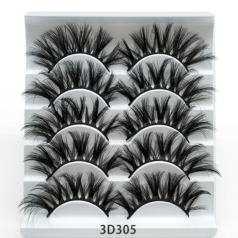 Five Pairs Of Soft Cotton Stalk Mink 3D False Eyelashes