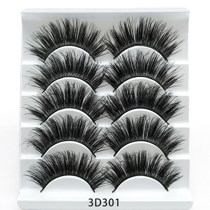 Five Pairs Of Soft Cotton Stalk Mink 3D False Eyelashes