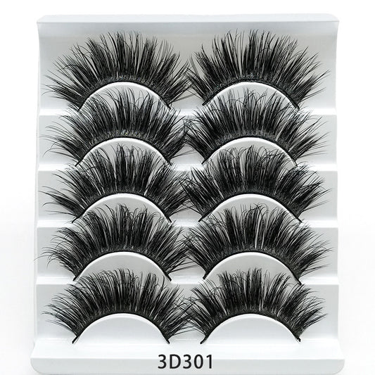 Five Pairs Of Soft Cotton Stalk Mink 3D False Eyelashes
