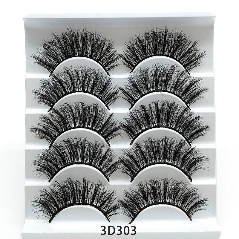Five Pairs Of Soft Cotton Stalk Mink 3D False Eyelashes