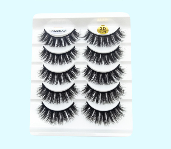 Five Pairs Of Soft Cotton Stalk Mink 3D False Eyelashes