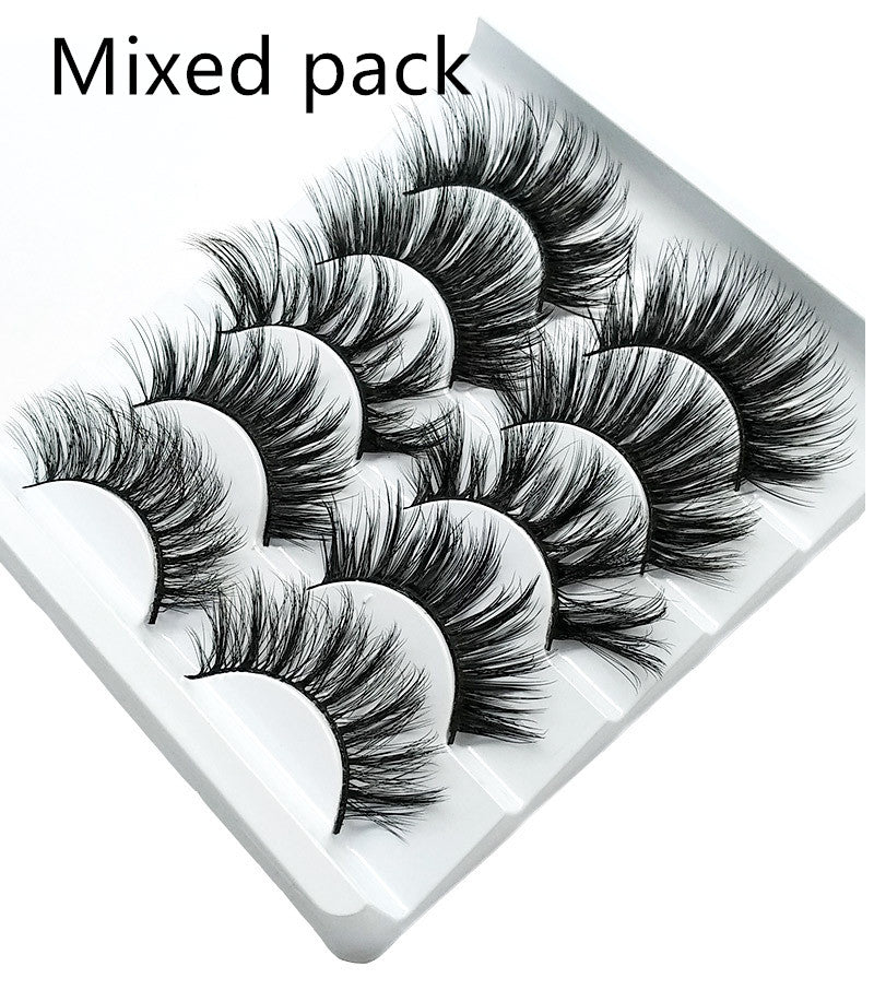 Five Pairs Of Soft Cotton Stalk Mink 3D False Eyelashes
