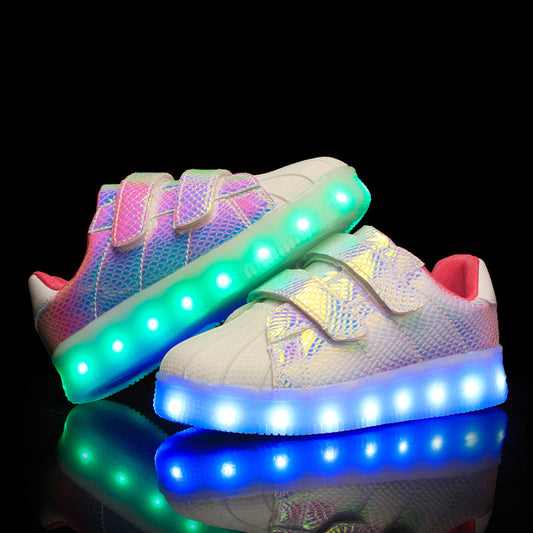 Children's Luminous  Charging LED Light Colorful Shell-Toe Shoes