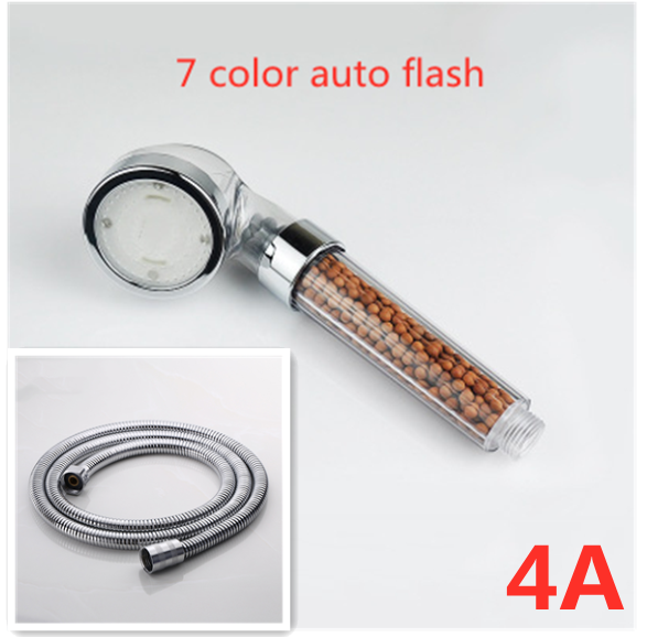 Color Changing LED Temperature Sensor Mineral Anion Shower Head