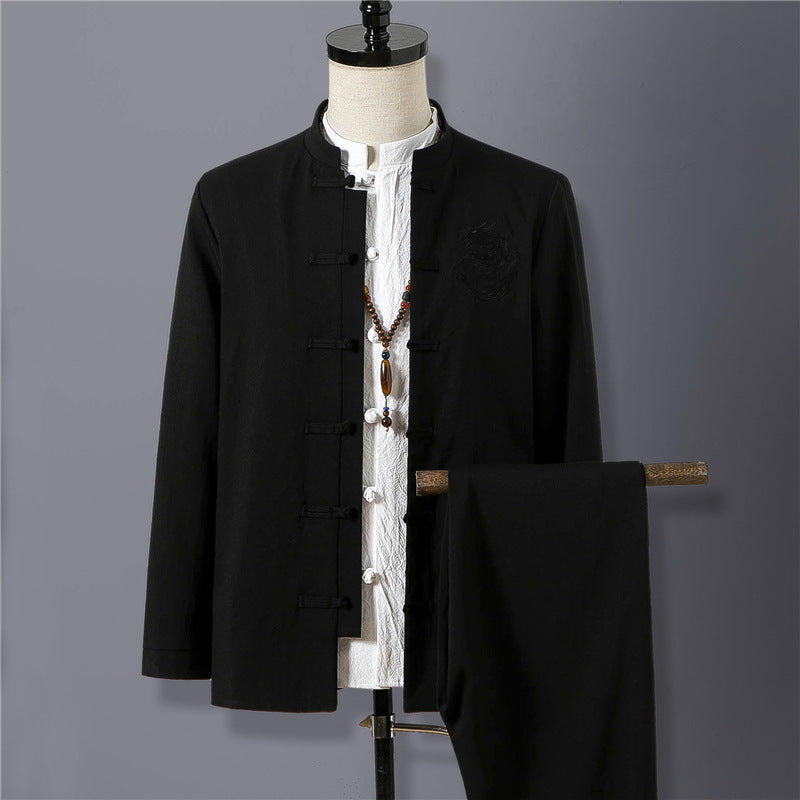 Mens Chinese Style Retro Ethnic Style Stand-up Collar Tunic