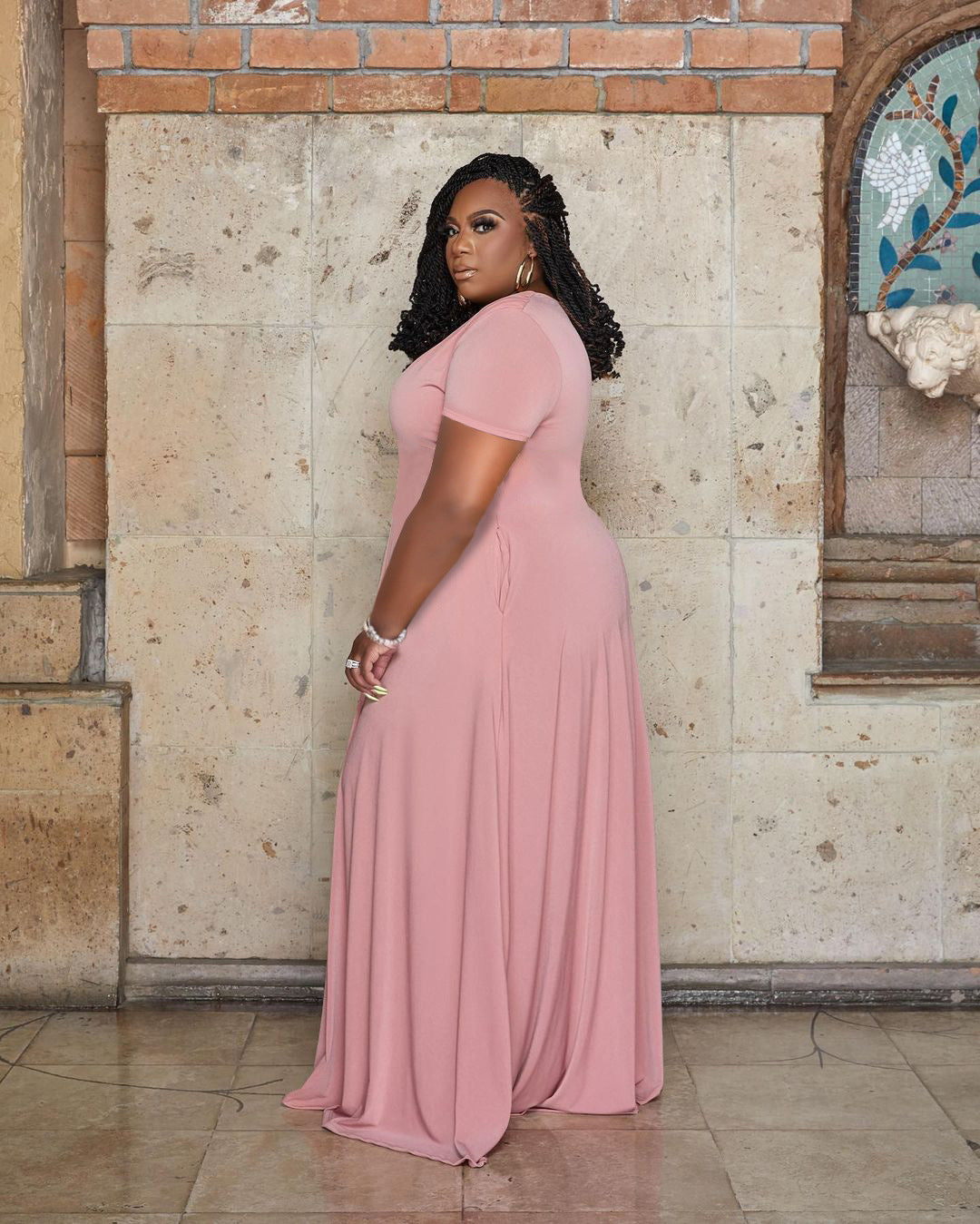 Casual Fashion V-neck Solid Color Plus Size Women's Clothing