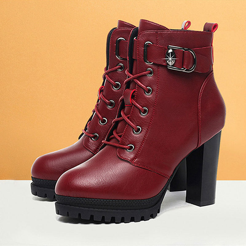 Fashion Women Tide Ankle Boots Thick High Heels