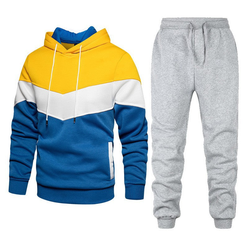 Men's Color Matching Hoodie Suit