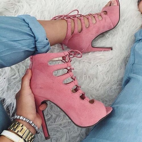 Cross strapped fish mouth short boots women