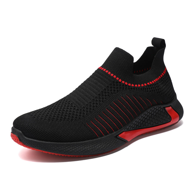 Men Outdoor Breathable Slip-on Mesh Sock Shoes With Striped Design Sneakers