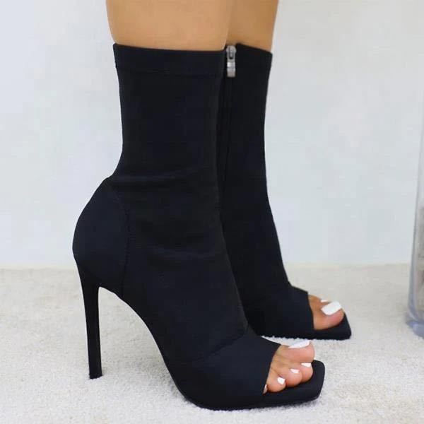 Fish mouth autumn fashion solid color winter low-top women's stiletto high heels