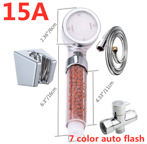 Color Changing LED Temperature Sensor Mineral Anion Shower Head