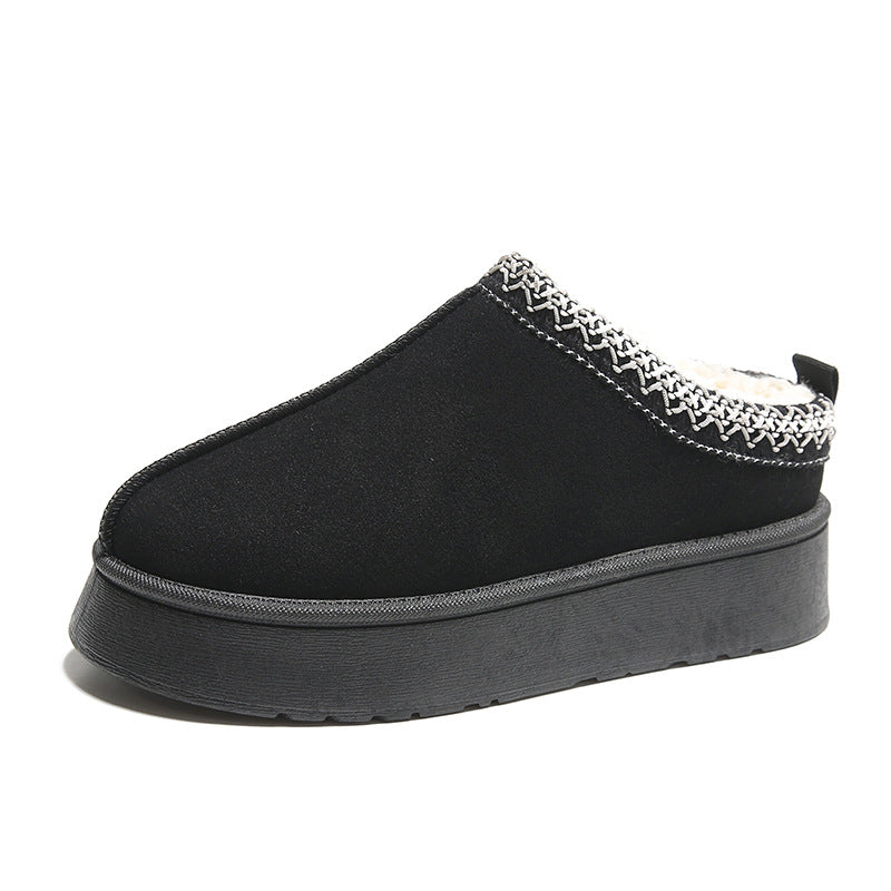 Women's Fleece Warm Thick Bottom Cotton Ankle Flats Shoes
