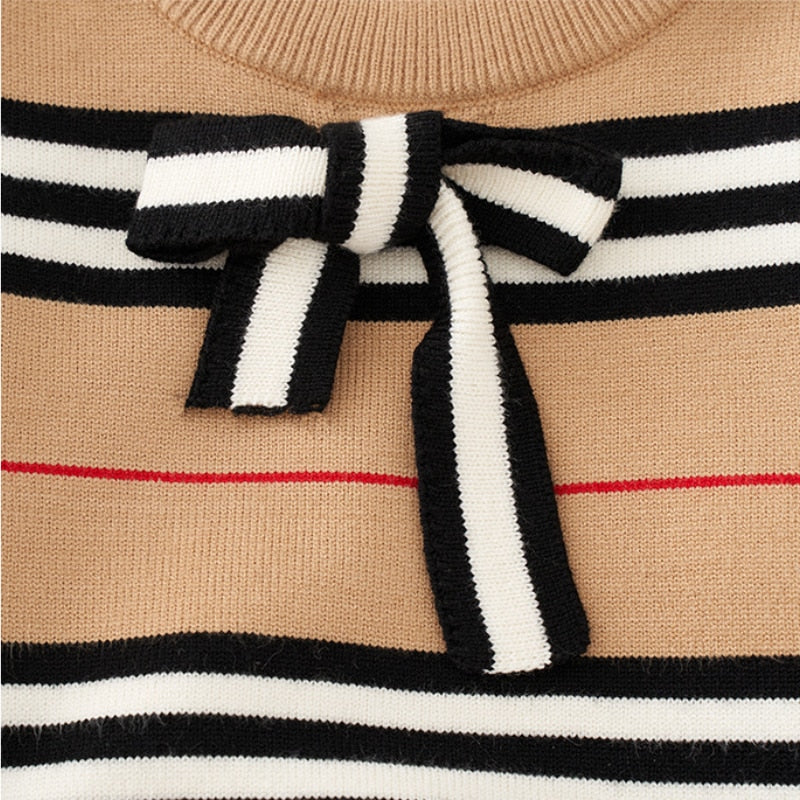 2022 Girls Knitted 2 Pieces Suit Top+skirt