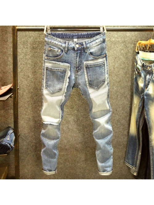 2023 men denim straight worn hole jeans