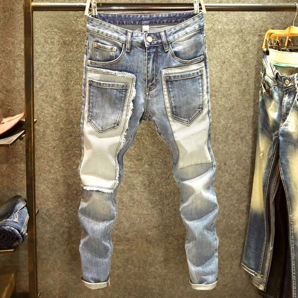2023 men denim straight worn hole jeans