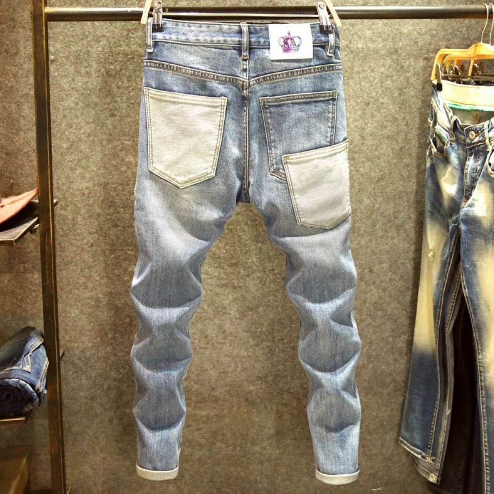 2023 men denim straight worn hole jeans
