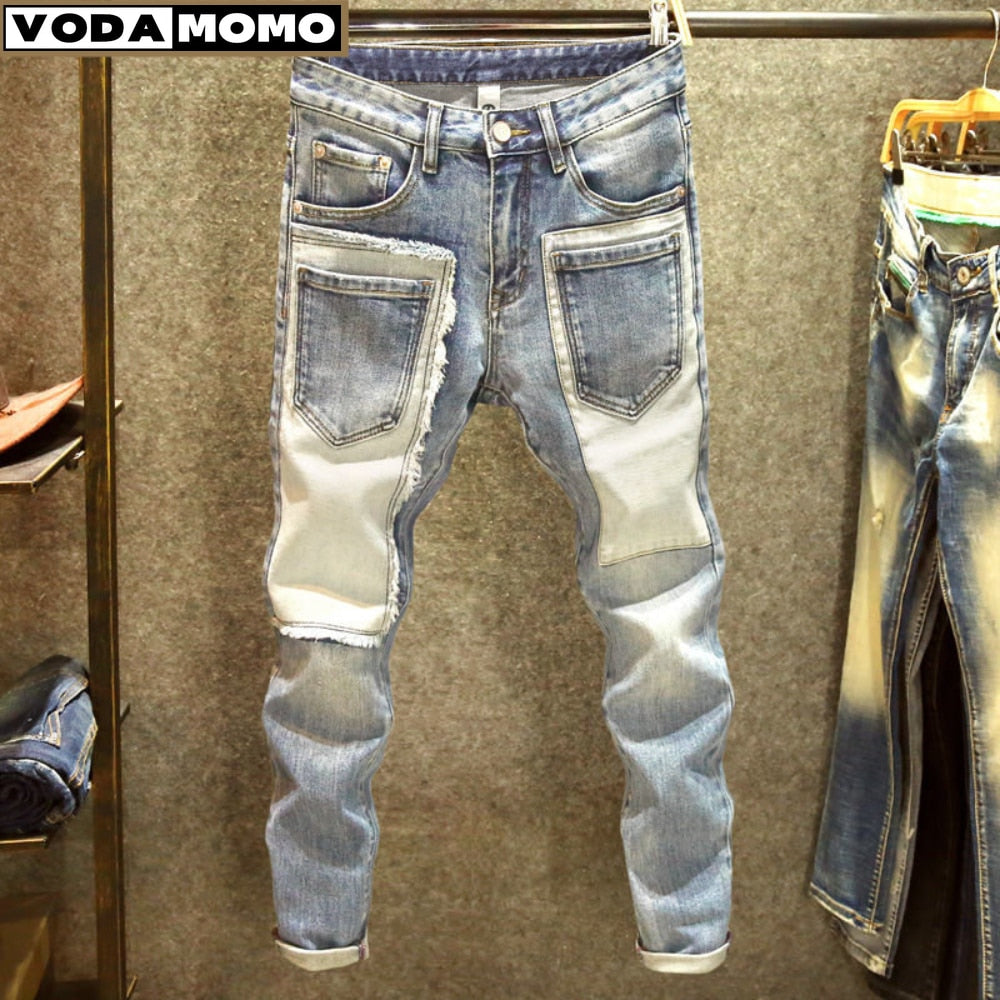 2023 men denim straight worn hole jeans