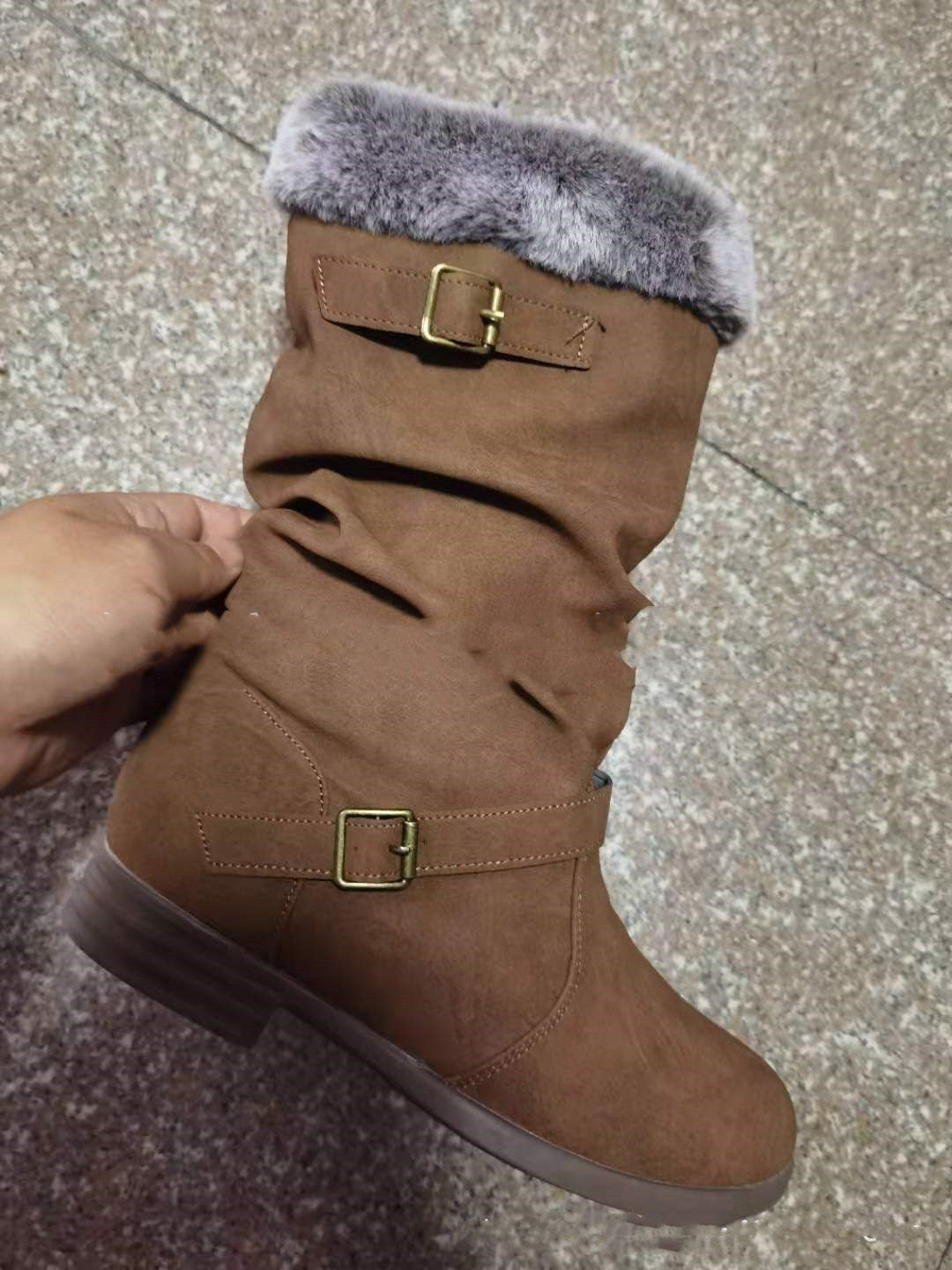 Fashion Short Boots Round Head Woolen Boots
