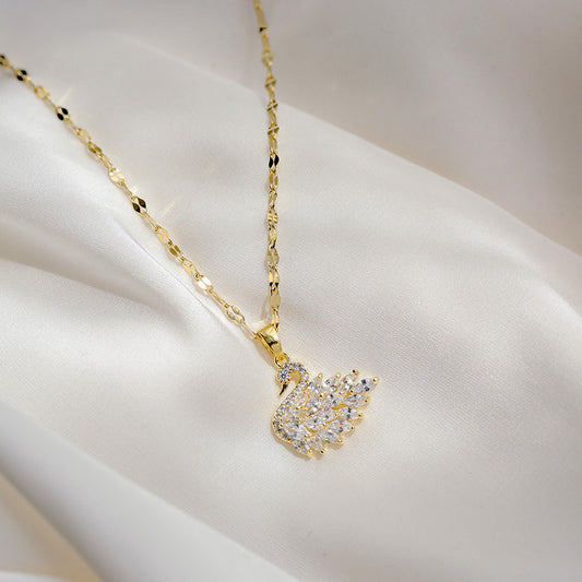Women High Sense 18K Gold Swan Necklace