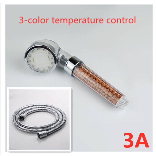 Color Changing LED Temperature Sensor Mineral Anion Shower Head