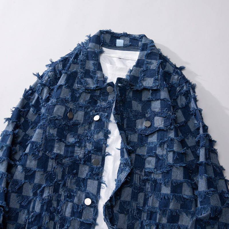 Cowboy Jacket Men Loose Burrs Denim