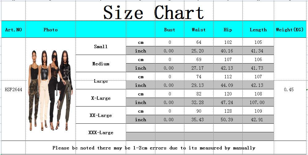 Slim Fit Camouflage Comfortable Leisure Tapered Stretch Overalls