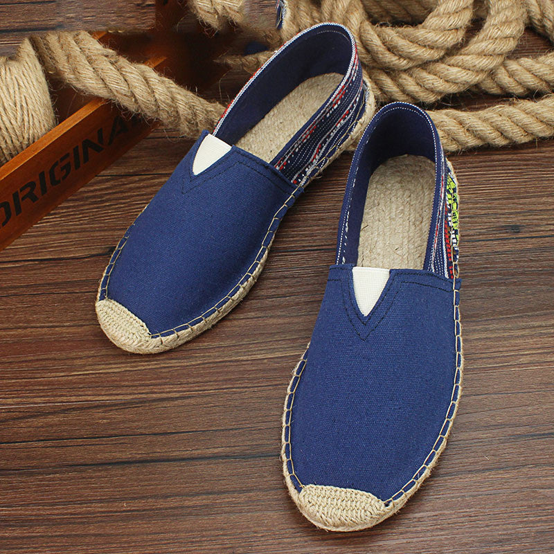Men's handmade straw cloth shoes